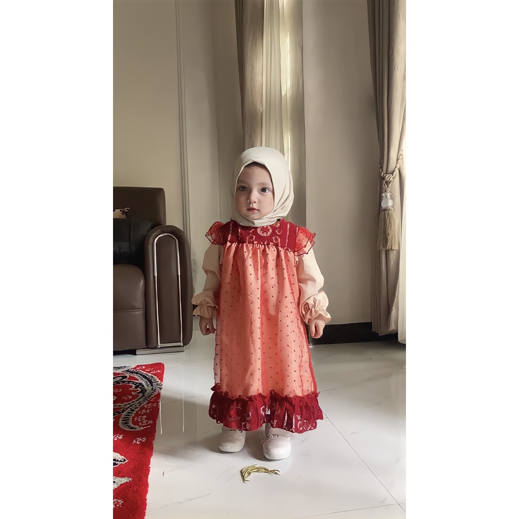 3-18 BLN GAMIS ANAK LETIZIA GAMIS TUTU ANAK SET HIJAB BY MYBEE