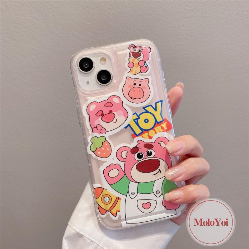 IPHONE Shockproof Airbag Case Kompatibel Untuk Iphone11 14 13 12 Pro MAX 7Plus XR 6 6S 8P Plus X XS MAX Cerita Mainan Kartun Lucu Mandi Lucu Lightyear Soft TPU Clear Phone Cover