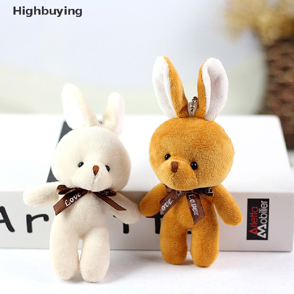 Hbid Boneka Kelinci Mainan Mewah Dasi Kupu Cerah Sutra Rabbit Plush Toy Plush Toy Hadiah Kecil Untuk Pesta Pernikahan Gantungan Kunci Tas Ponsel Liontin PP Katun Boneka Lembut Rabbit Glory