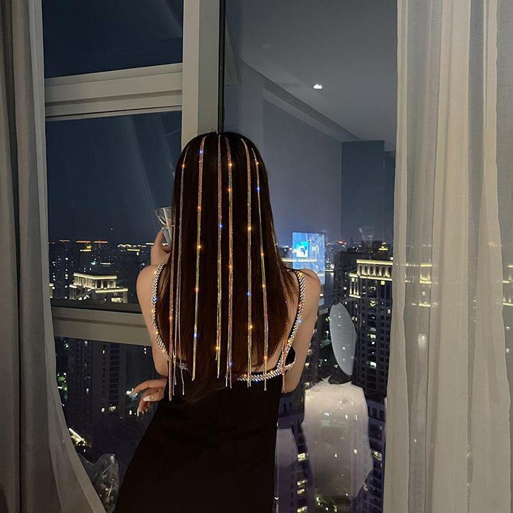 Agustinina Kristal Dikepang Jepit Rambut Elegan Stylish Rumbai Panjang Ponytail Clip Multi-layer Baru Hiasan Kepala Korea Jepit