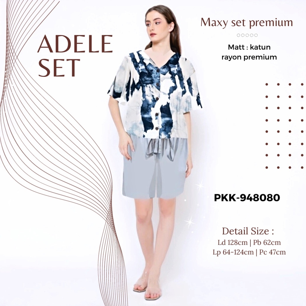 Adelle Maxy set / Setelan Hotpant Jumbo Kombinasi (PKK-948080)