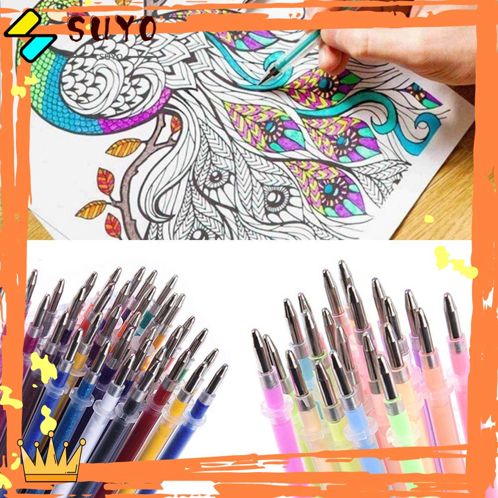 Suyo 24/36/48PCS Refill DIY Menggambar Perlengkapan Lukisan Kantor &amp; Sekolah Pena Glitter