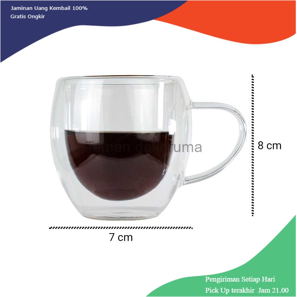 TD - GLS One Two Cups Cangkir Kopi Anti Panas Doublewall Glass Round