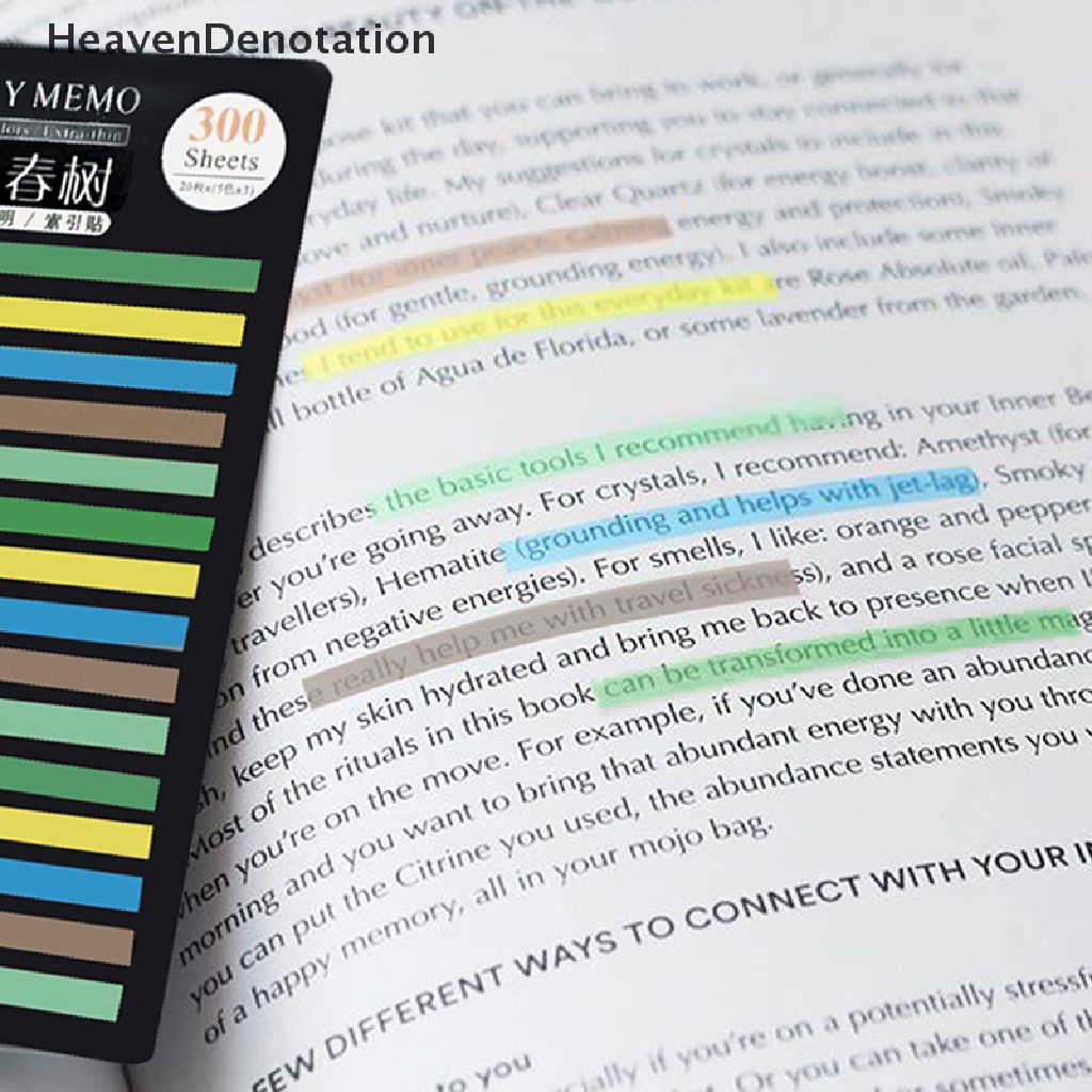 [HeavenDenotation] 300lembar Tab Indeks Neon Transparan PET Sticky Note Untuk Penanda Halaman Planner Stiker Tanda Klasifikasi Kantor Sekolah Sticky Notes HDV