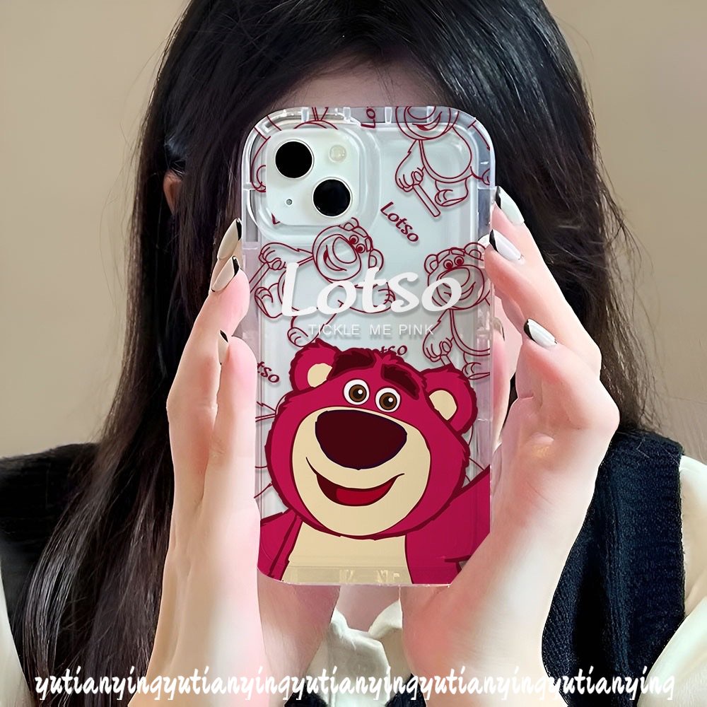 IPHONE Case Kompatibel Untuk Iphone11 6 6S 7 8 Plus XR 13 12 14 Pro MAX X XS MAX Kartun Yang Indah Manyo Beruang Strawberry Lucu Bening Shockproof Airbag Lembut TPU Silicon Phone Cover