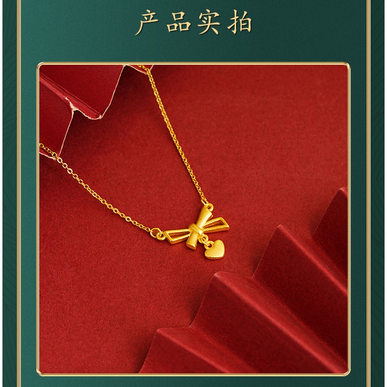 Goldkingdom Fashion Perhiasan 24 K Bangkok Aksesoris Ready Stock Baru Busur Liontin Manis Lucu Wanita Segar Kalung