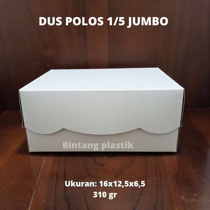

DUS KUE PUTIH POLOS 16cmx12,5cm 1/5 JUMBO 310 gr