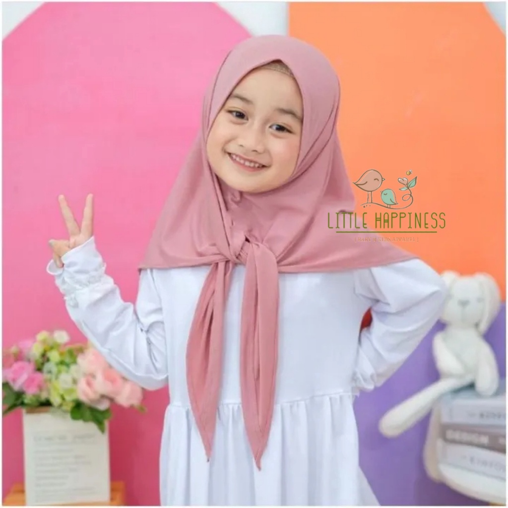 Segitiga Instan Anak Bahan Jersey Usia 4 - 8 Tahun / JILBAB INSTAN ANAK