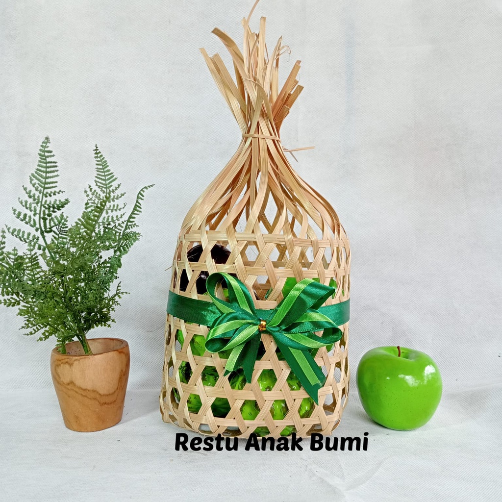 (A118) Tas Parcel Ikat 19cm | tas paarcel | tas hampers | tas anyaman | tas baambu | wadah parcel | 