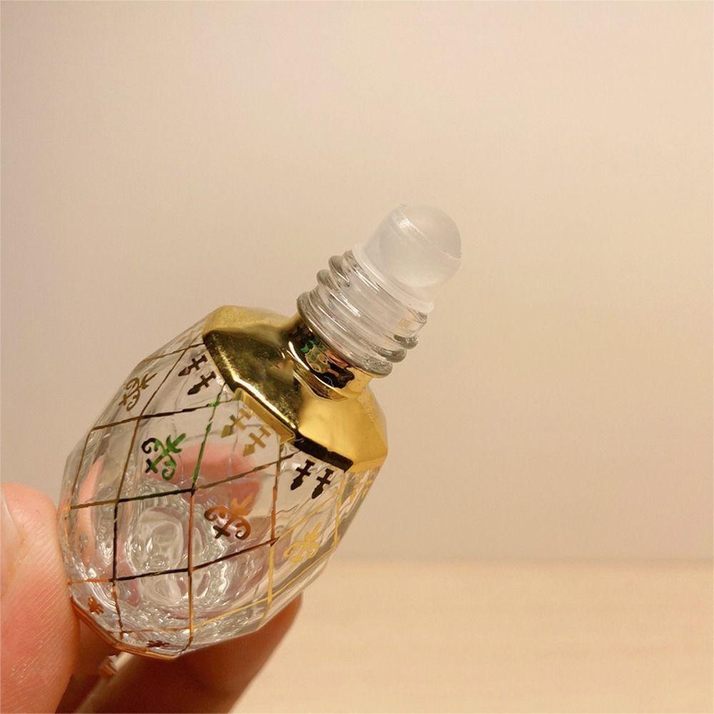 [Elegan] Botol Parfum Gold Portable Transparan Dekorasi Pernikahan Botol Isi Ulang Sample Vial Wadah Kosmetik Roller Ball Botol Vintage Roll on Bottle