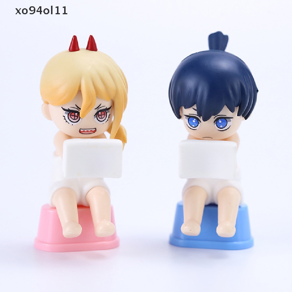 Xo 4Pcs/Set Anime Chain Man Denji Figure Kamar Mandi Gosok Belakang Q Boneka Model Mainan OL