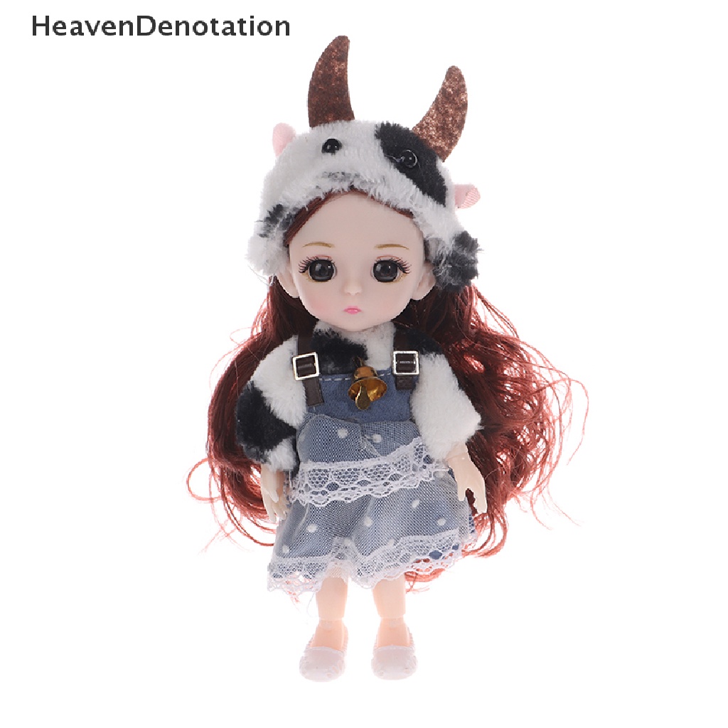 [HeavenDenotation] 17 cm Boneka Gadis Mainan Boneka Mini Bergerak Bersama Boneka Mainan Pakaian Berdandan Hadiah HDV