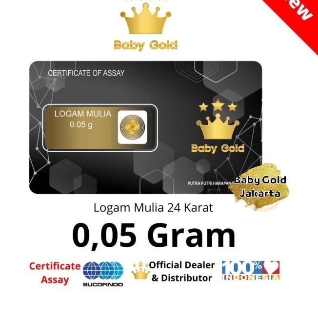 ♨ Baby Gold Emas Mini 0,05 gram Logam Mulia 24 Karat 0.05gr BabyGold minigold mini gold LM ☟