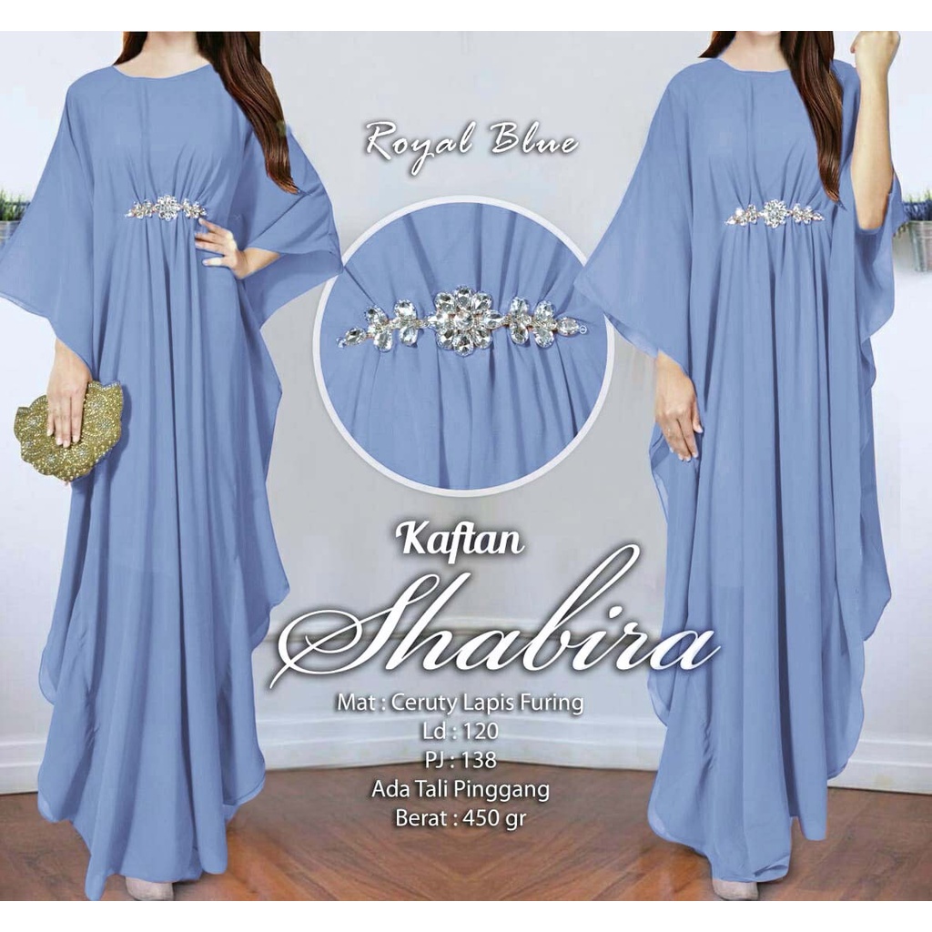 Arnis Shabira Kaftan Original Busui Friendly Ceruty Babydoll-Royal Blue