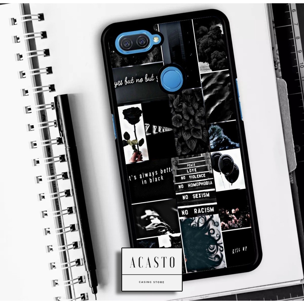 MAKMUR - ACASTO Case Oppo A3s/ A5s/ A7/ A12/ A11k motif fashion aesthetic black theme 002 custom cas