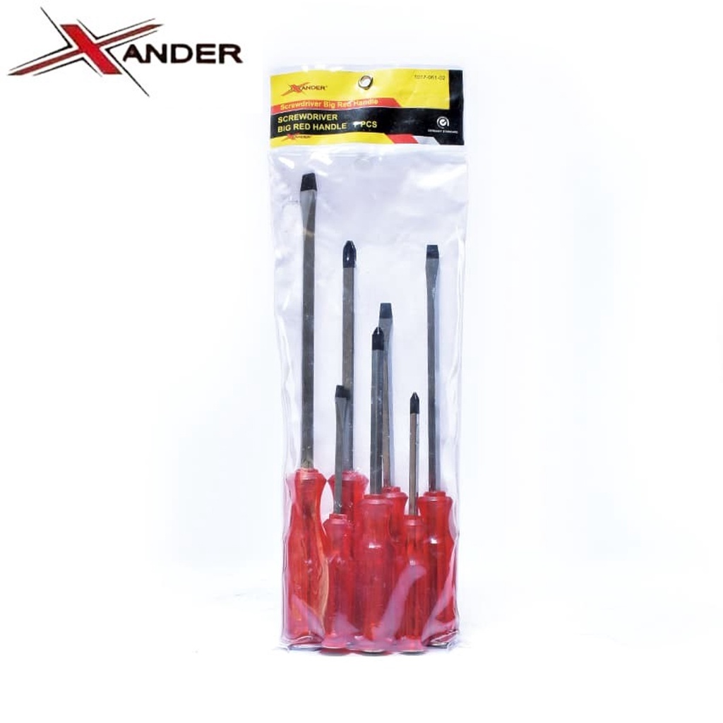 Obeng Ketok Set 7 pcs Merah Xander Obeng Minus/Plus CR-V