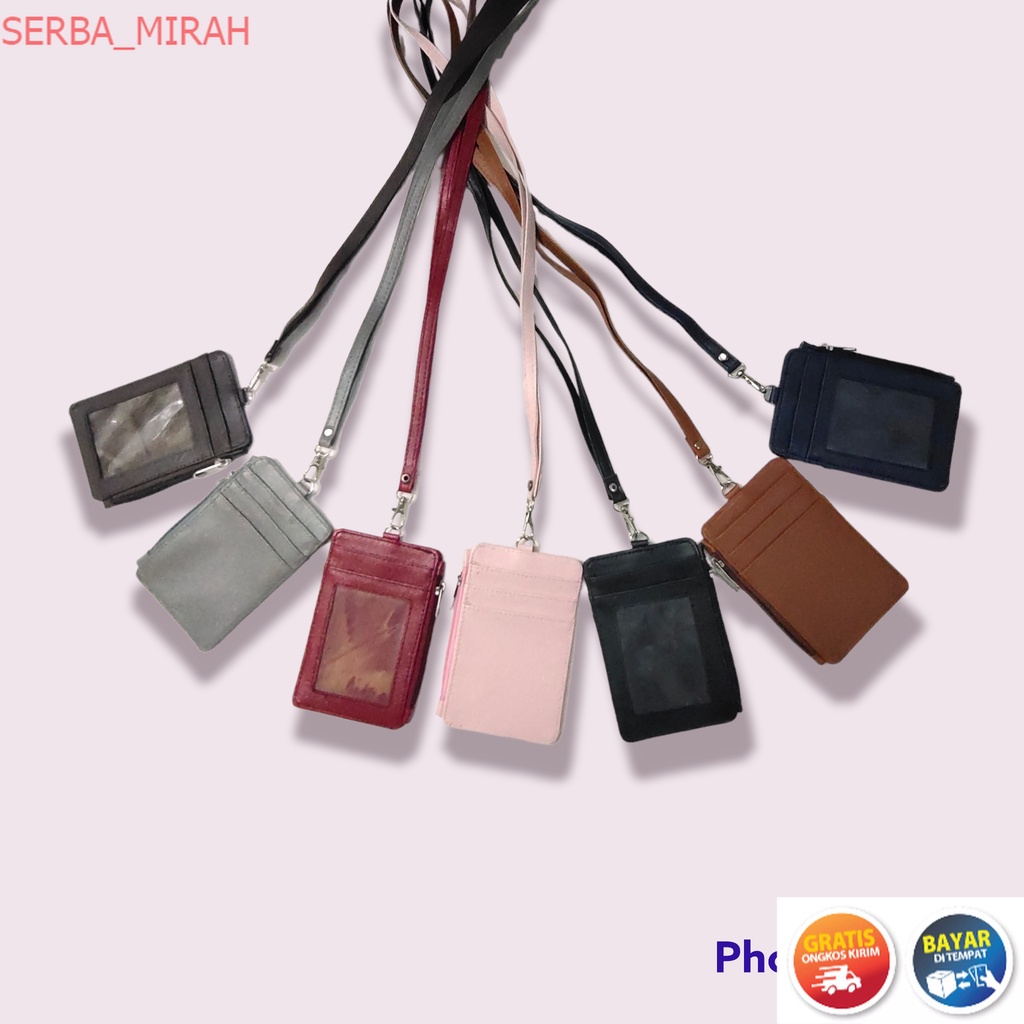 

SM_ Name Tag Id Card Holder Lanyard Kulit Resleting 6 Slot Gantungan Kartu Id Card Dan Dompet