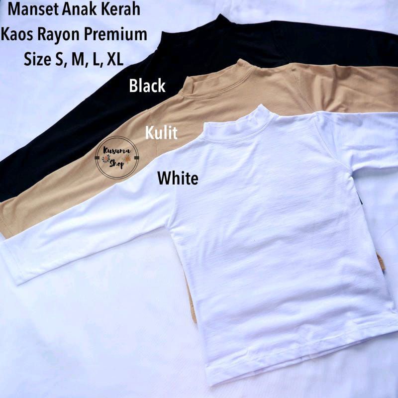 manset kaos anak 5-7 tahun model turtle neck size XL bahan rayon premium