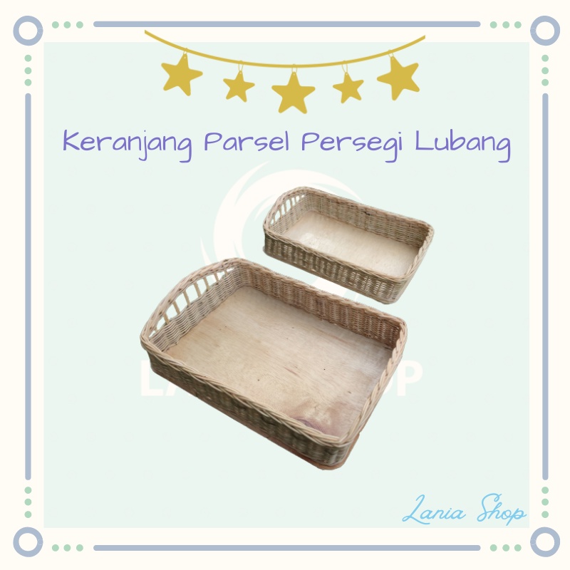 Kerajinan Tangan Rotan - Keranjang Parsel Persegi Lubang - 40x26x10cm