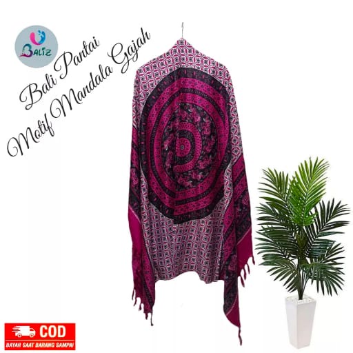 Kain Pantai Kain Bali Pantai - Kain Bali Motif New Mandala Gajah Rumbai Standar - Sarung Pantai SEMBILAN MODE - Sarung Bali - Kain Pantai - Kain Katun Jepang - Kain Untuk Hiasan Dinding - Kain Untuk Plafon Mobil Truk Dan Mobil 3/4 Lainnya