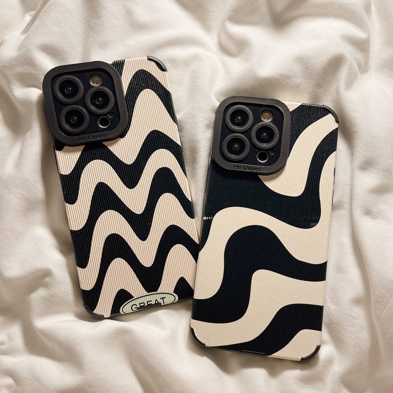 Fashion Art Zebra Wave Soft Case HP iP iPhone 6 6S 7 8 14 + Plus SE 2020 X XS XR 11 12 13 Pro Max Black White Casing Apple