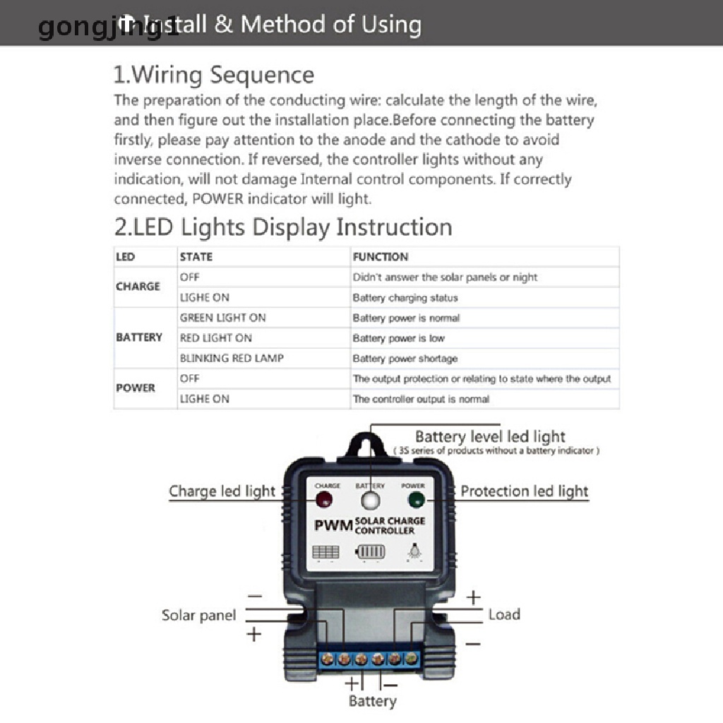 Ggg 1Pc 6V 12V 10A Auto Solar Panel Charge Controller Charger Regulator PWM ID