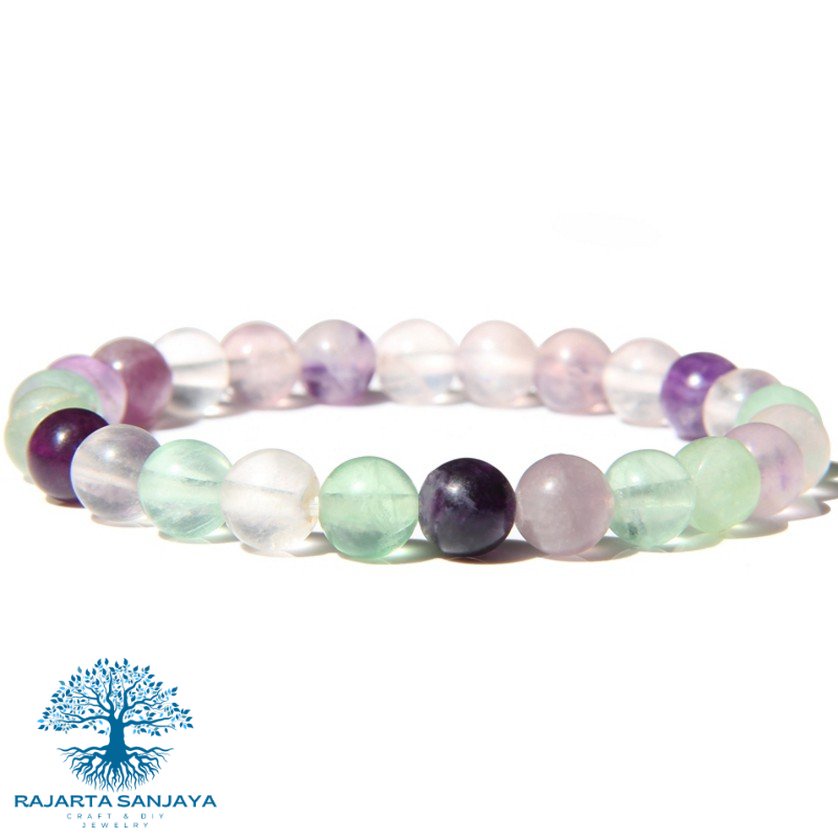 Gelang Rainbow Flash Fluorite Bracelet Natural Healing Balance Energy