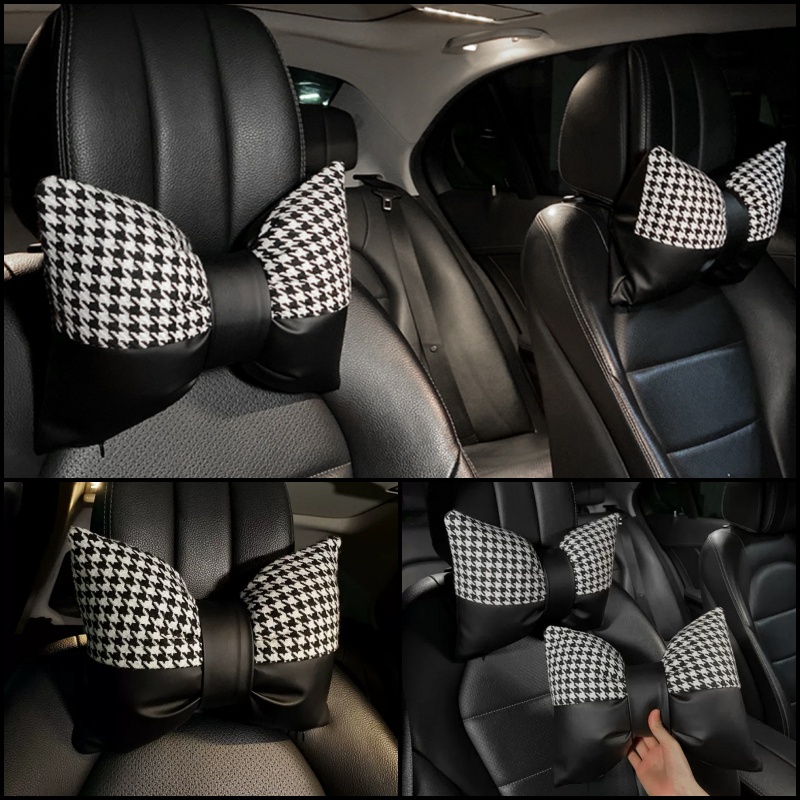 Houndstooth Chvnel Series BANTAL HEADREST Ribbon