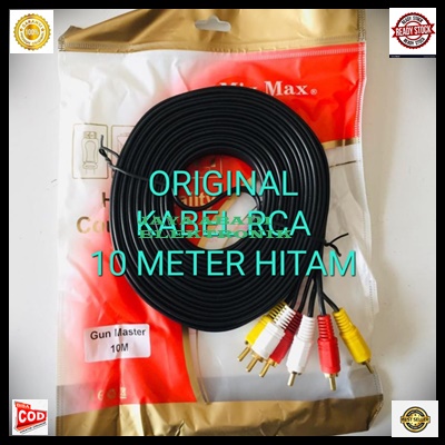 G475 KABEL RCA 3-3 10 METER HITAM AUX GAMBAR DVD VIDEO MONITOR SPEAKER SPEKER SPIKER AUDIO CABEL CABLE SOUND SISTEM STEREO JEK JACK SAMBUNGAM ELEKTRONIK SPK MUSIK MP3 SUARA UNIVERSAL ELEKTRIK SETRUM LISTRIK BLACK  ORIGINAL KABEL RCA 10 METER ORI AUDIO