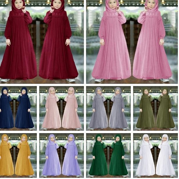 Tren Terbaru GAMIS MUSLIM MURAH ANAK PEREMPUAN DRESS PANJANG KID NURAINI BROKAT TILE CANTIK RENDA IM