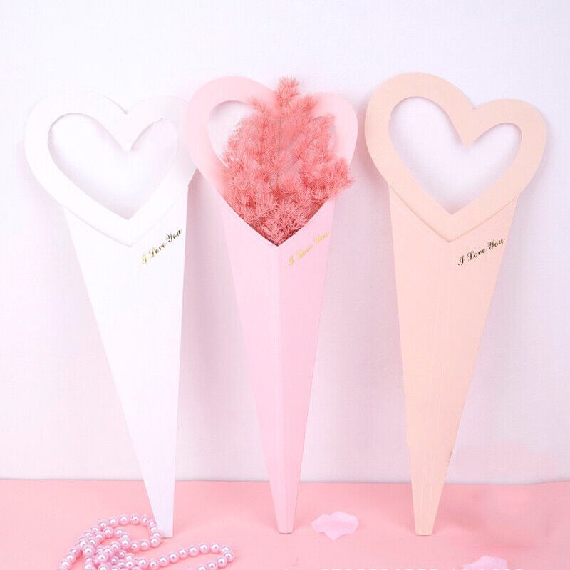 [5 Pcs] Flower Paper Bag Love / Flower Bags With Handle / Gift Bag Bouquet / Paper Bag Bunga Bentuk Love / Tas Tote Buket Bunga Bentuk Love / Kantong Btk Love