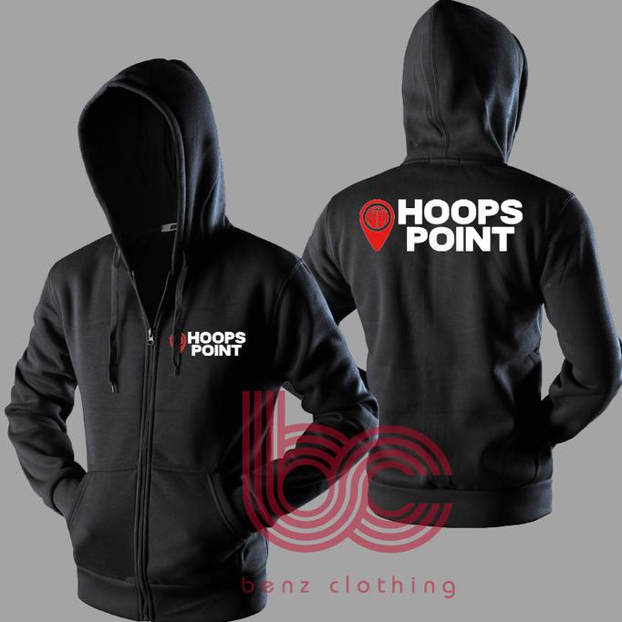 Jaket Hoodie Sweater Hoops Point Outerwear Pria Wanita Zipper Resleting Depan Polos Sablon Polyflek 