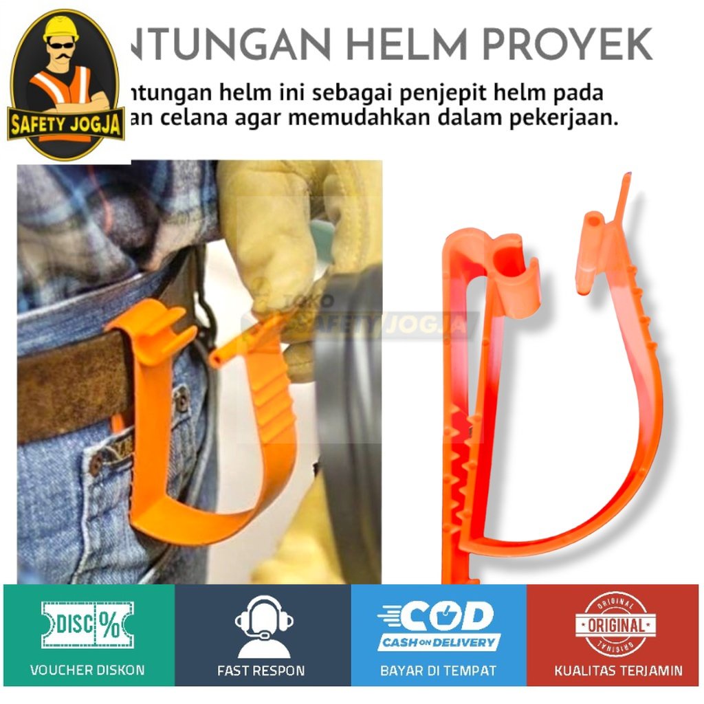 Jepitan Helm Clip Helmet Safety Proyek Hanger  Orange