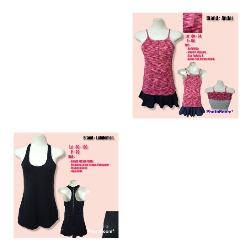 Tankto Sport Ware Tank top Brand Branded Lulu Lulem Lululemon Andar Olahraga Olga Baju Wanita Sporty