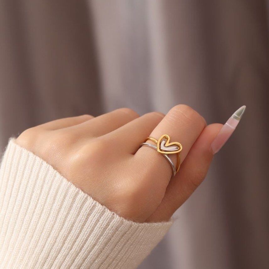 Hari Valentine Cinta Hati Pasangan Serasi Cincin Set 2 Pcs Untuk Wanita Pria Kekasih Cincin Pacar Pacaran Hadiah Perhiasan