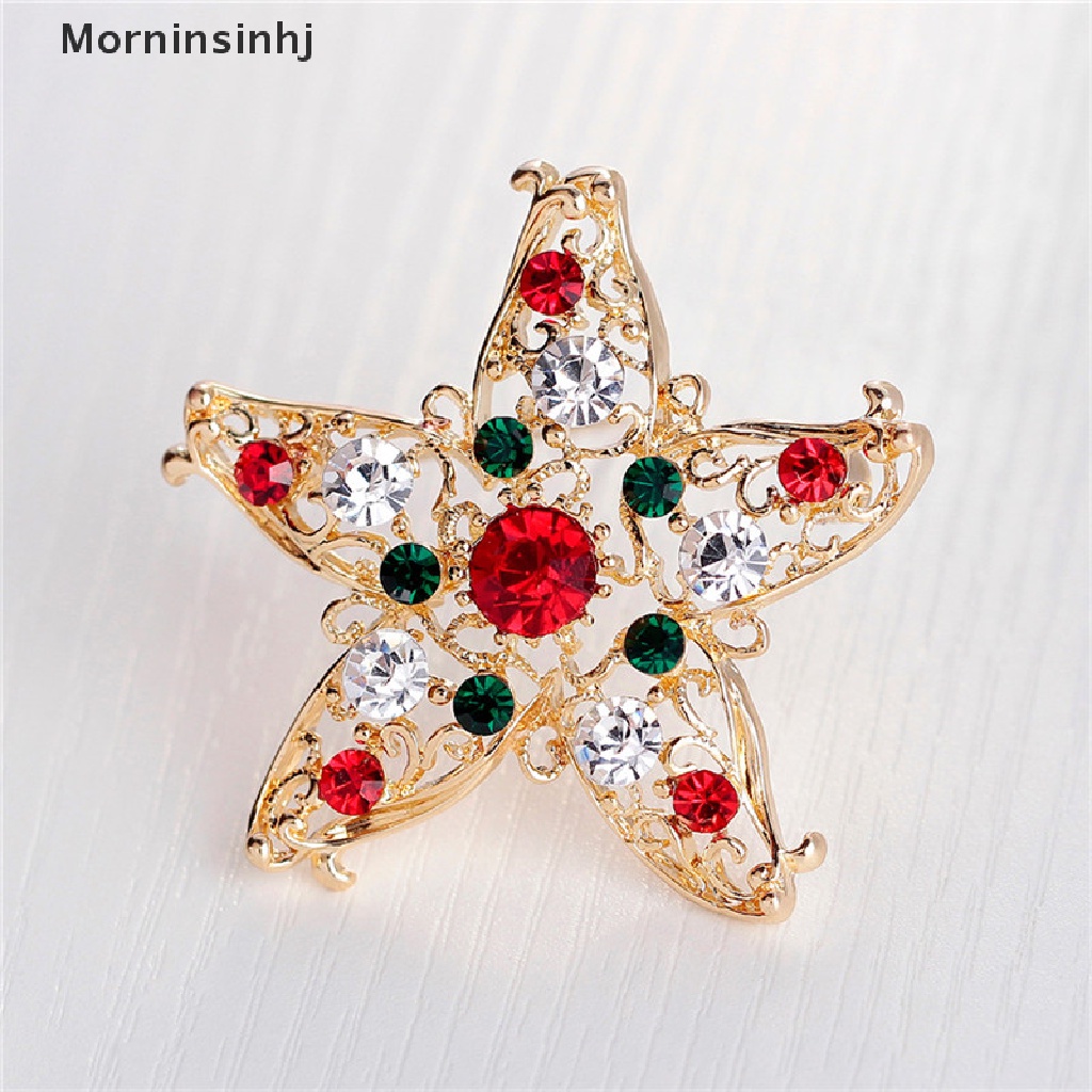 Mornin 1X Fashion Unisex Bintang Kristal Berlian Imitasi Snowman Natal Bros Pin Xmas Hadiah id