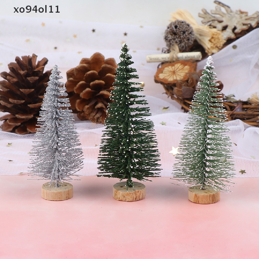 Xo 3PCS/set Pohon Natal Tahun Baru Mini Little Pine Tree Dekorasi Meja Natal OL