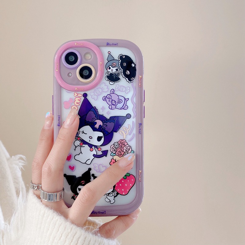 1pc Cute Kuromi Puff Case IPhone 11 12 13 14 Pro Max Casing Ponsel Lembut Indah Kartun Anime Gadis Fashion Wanita Casing hp