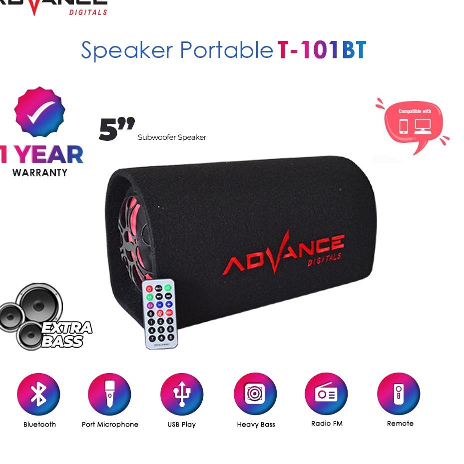 ☊ 100% Ori T-101BT SPEAKER BLUETOOTH ADVANCE DIGITAL SUBWOOFER KARAOKE SUPER BASS SALON AKTIF WIRELE