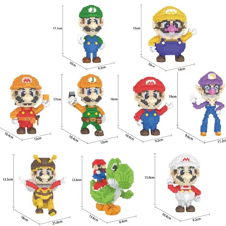 Diy Blok Bangunan Partikel Kecil Yoshi, Super Mario, Louisi, Valio, Mario Dan Karakter Kartun Lainnya Seri Rakitan Mainan Blok Bangunan