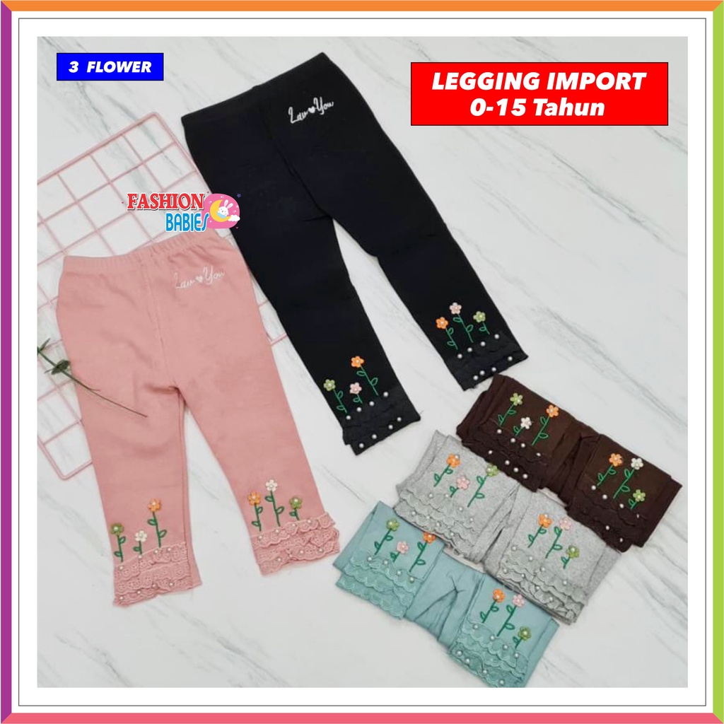 LEGGING ROSES ANAK IMPORT NEW CHANEL FLOWER RABBIT 10-15 TH ANAK TANGGUNG