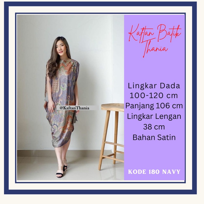 kaftan murah KAFTAN SATIN BATIK MODERN KOREA BAJU PESTA WANITA MIDI DRES REMAJA C3M - NAVY P0R7