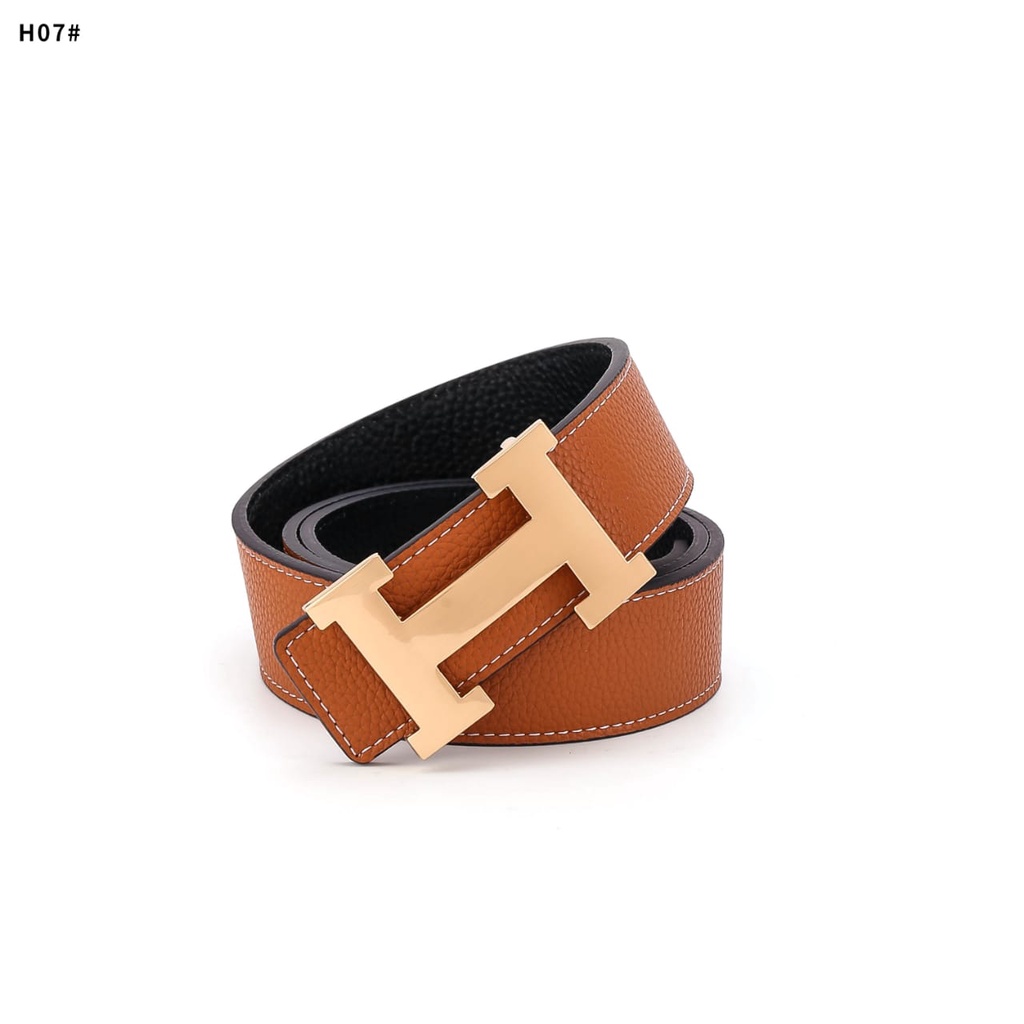 Quizz H Belt Buckle Leather Gold Hardware H07