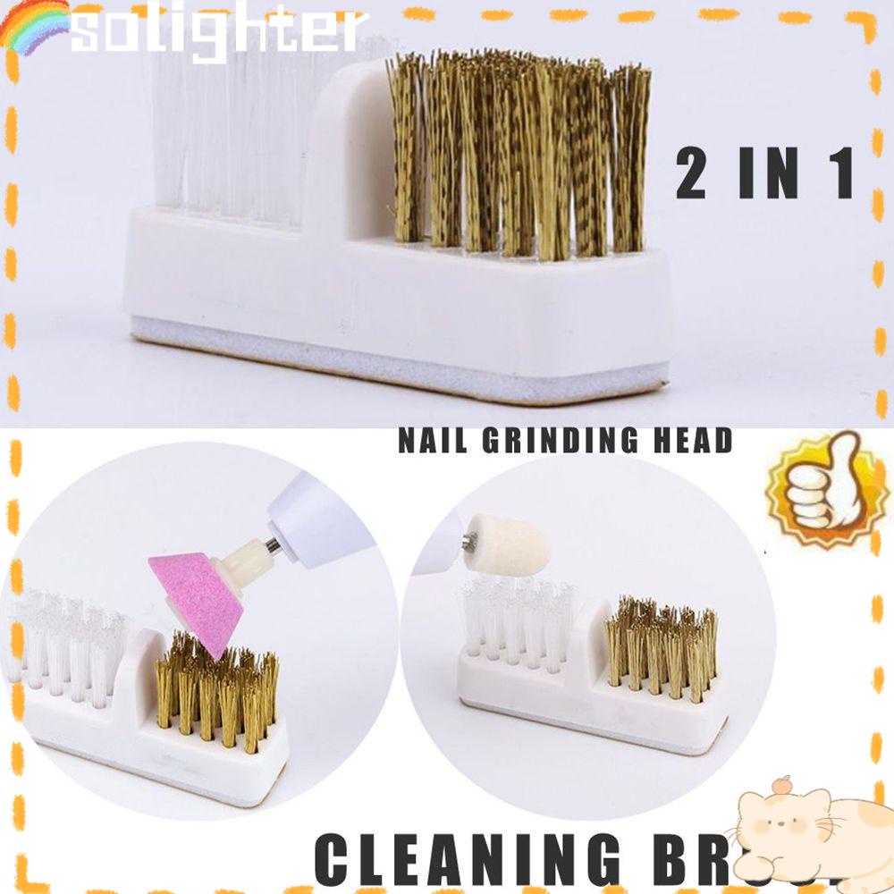 Solighter Sikat Pembersih Professional Portable Nail Art Salon Golden Copper Wire Cleaner
