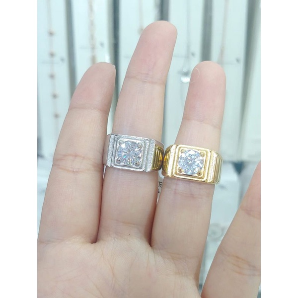 cincin pria  permata   titanium anti karat anti luntur