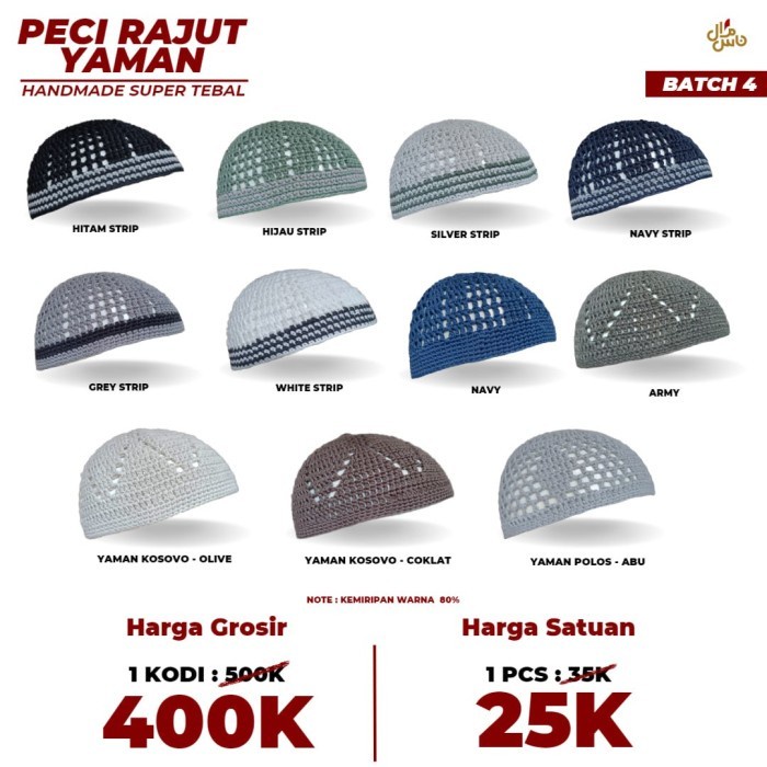Peci Rajut Grosir Sulam Handmade Super Tebal Kopiah