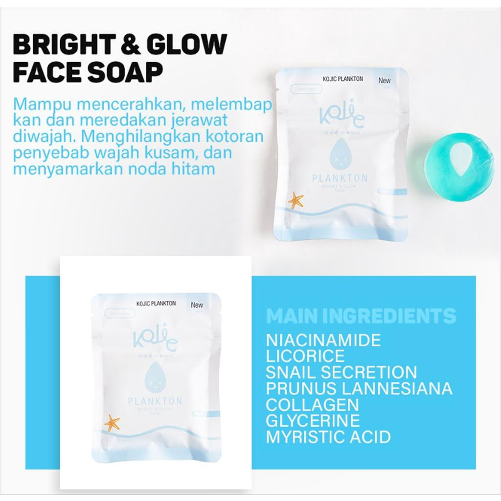 Qeila - Bright &amp; Glow Body Soap by Kojic Plankton 40 gram