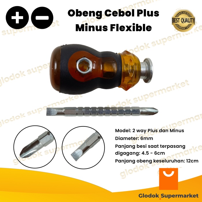 Obeng Cebol Bolak Balik Flexible Diameter 6mm Plus Minus 2way