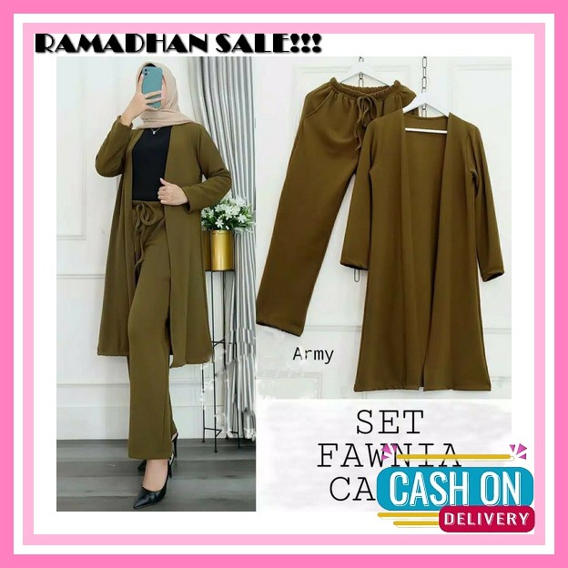 Eira One Set / Setelan Wanita Muslim Terbaru Bahan Crinkle Airflow / Pakaian Set Cewek Dewasa Kekini