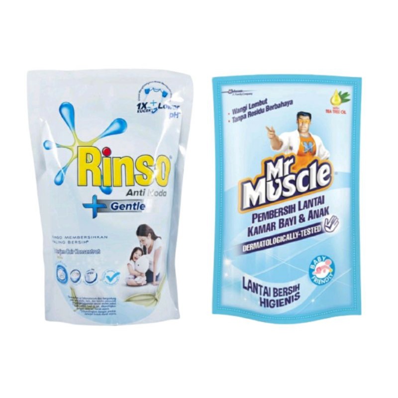 Rinso Gentle Dererjen Cair 700ml+Mr Muscle Pembersih Lantai Kamar Bayi